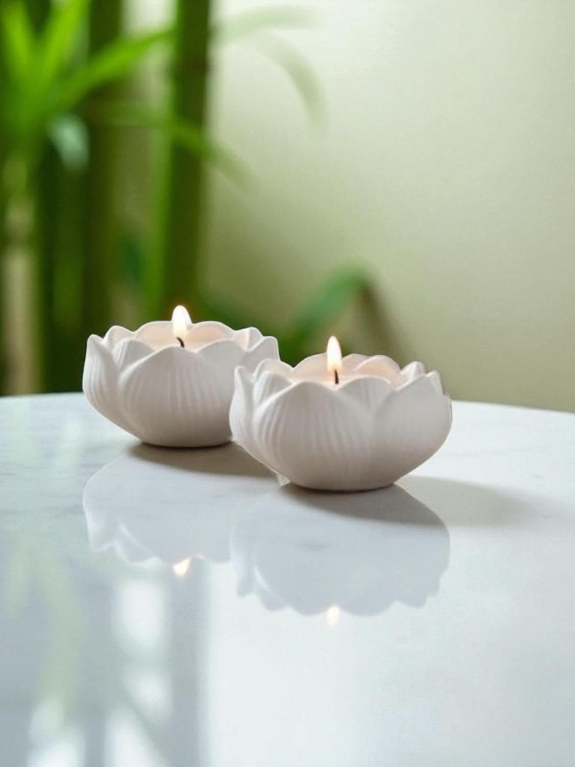 Elegant White Lotus Tealight Holders| Set of 2 deal from amazon Elegant White Lotus Tealight Holders| Set of 2 deal from amazon