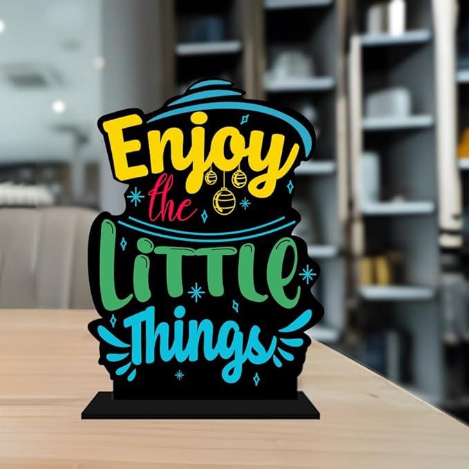 CraftVatika Rakhi Gift for Brother Sister, Rakhi Gift for Brother Combo, Rakshabandhan Gift for Brother Sister Men Boy Women Wooden Idols and Figurine Enjoy The Little Thing Quotes Showpiece Décor