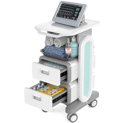 Medical Carts with Wheels, Mobile Ultrasound Cart, Postpartum Cart, Rolling Dental Carts with Drawers, Professional Trolley Cart with Trays for Hospital Clicnic Lab Beauty Salon
