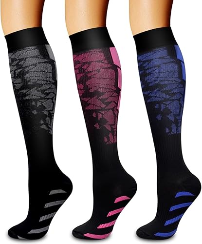 Miniatura 75 de Paquete de 3 pares de calcetines de compresión médica para mejorar la circulación de mujeres y hombres, para correr, hacer deporte y amamantar