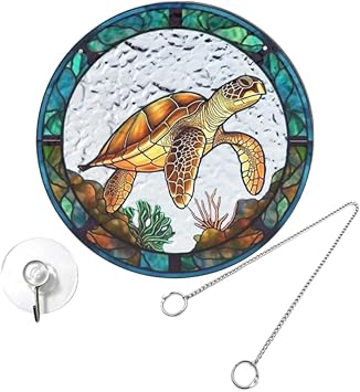 BESTonZON Acrylic Hanging Sculpture Turtle Pendant Artistic Vivid Realistic Window Decoration for Garden and Living Room Housewarming