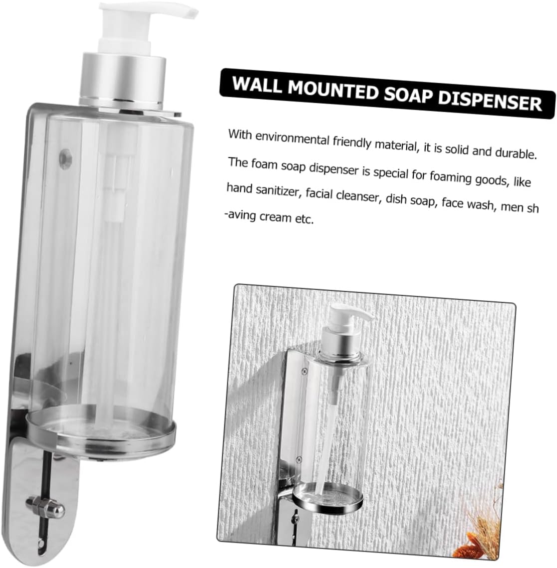 1Pcs Wall Mounted Bathroom Soap Dispenser Holder Design for Easy Squeeze for Kitchen and Shower Use Transparent Bottle for Liquid Observation