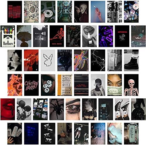 50PCS Grunge Aesthetic Picture for Wall Collage, 4x6 inch, Cool Collage Print Kit, Room Black Decor for Girls Boys, Wall Art Prints, Dorm Photo Display, VSCO Posters for Bedroom