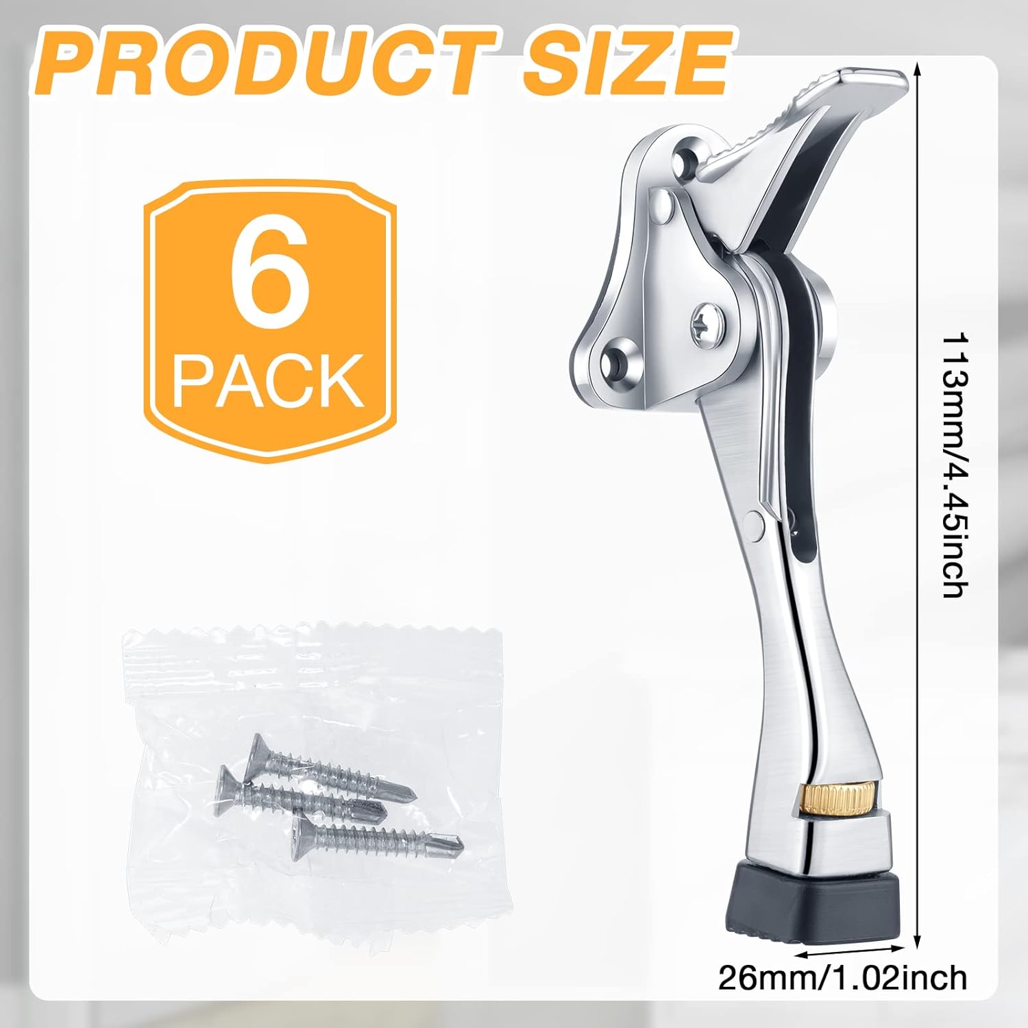 Kenning 12 Pcs Heavy Duty Door Stop 4 Inch Kickdown Metal Door Stopper Door Stoppers Wall Protector with Rubber Tip Easy to Install Adjustable Door Holder for Bottom of Door, Door Stops Replacements