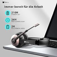 Earbay Bluetooth Headset Mikrofonnal és Zajszűréssel, USB Dongle és Töltőállomás, Vezeték Nélküli Fejhallgató Számítógép Telefon Iroda 2