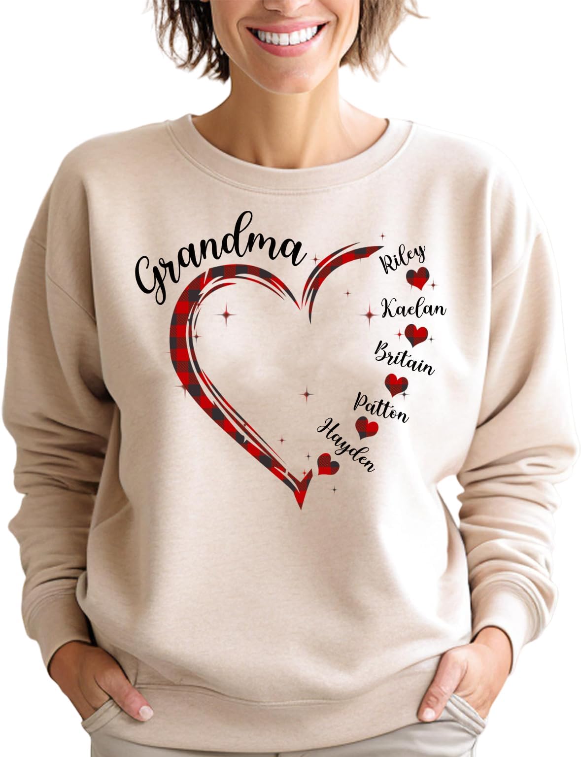 Personalized Grandma Shirt, Grandma Heart Shirt, Grandkids Name Shirt, Christmas Birthday for Nana Mimi