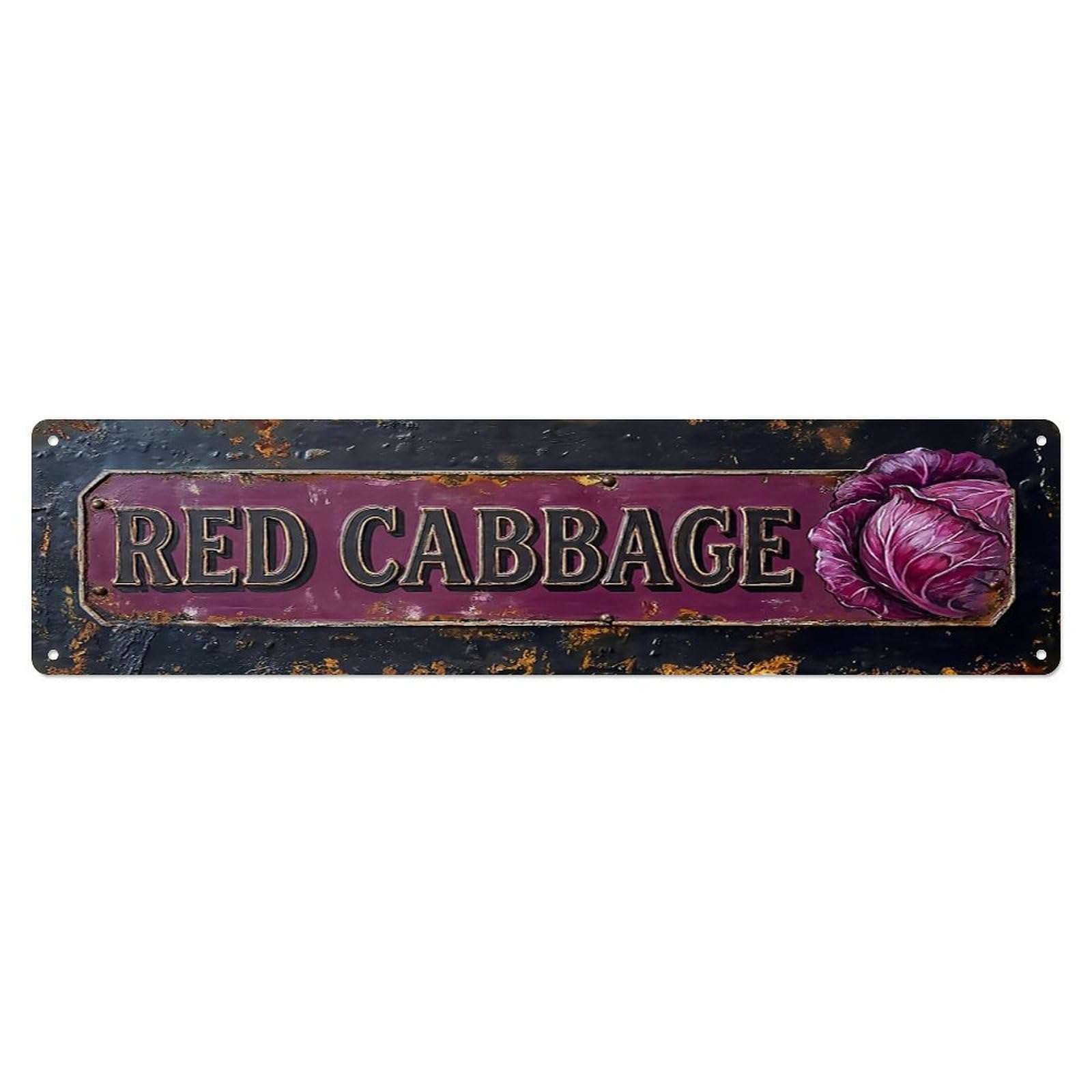 Vintage Red Cabbage Purple Farmhouse Metal Tin Sign