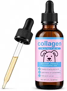 Liquid Collagen for Dogs & Cats – Grass-Fed Collagen Peptides with Biotin, Vitamin C & Hyaluronic Acid, Supports Skin & Coat Health