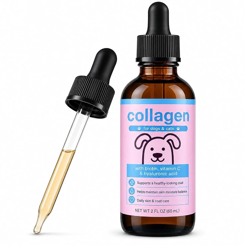 Lonlydoge — Suplemento líquido de colágeno para cães e gatos com peptídeos de colágeno, biotina, vitamina C e ácido hialurônico, 60 mL