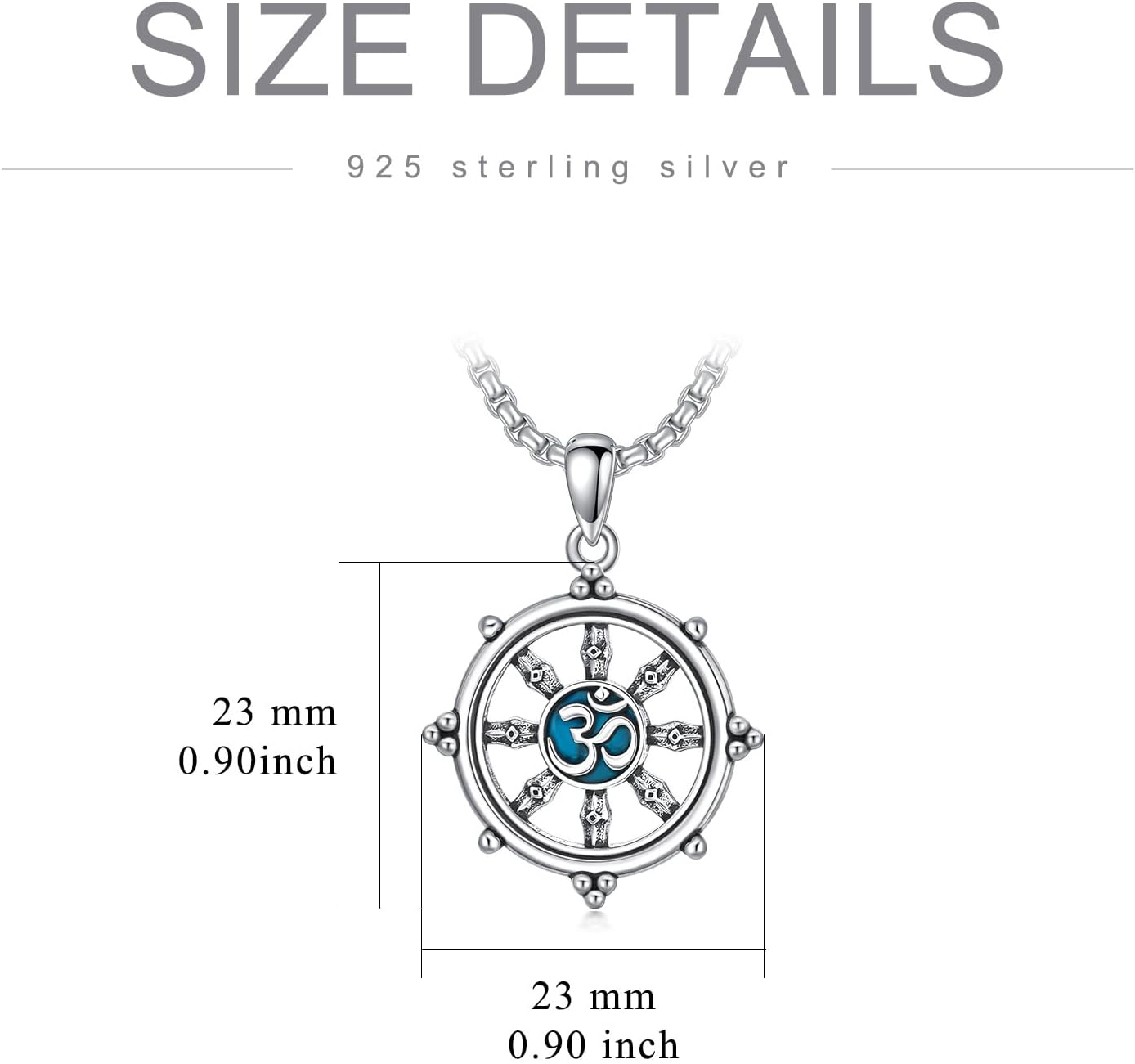 Om Yoga Necklace for Men Women 925 Sterling Silver Dharma Wheel Necklace Buddhist Necklace Turquoise Pendant Jewelry for Birthday Christmas - Image 6