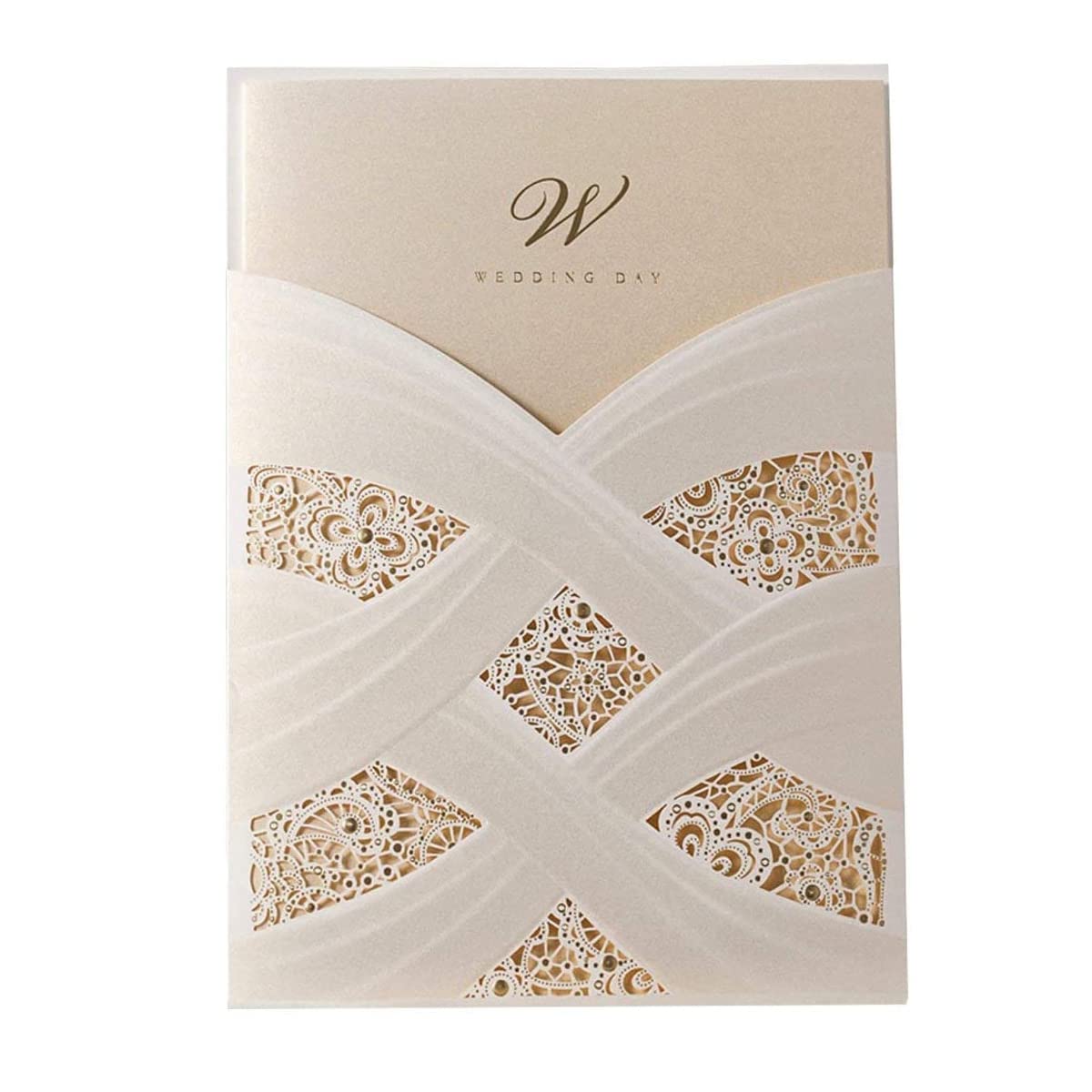 Buy Hosmsua 50PCS Ivory Blank Wedding Invitations Kit 5x7 Inch Laser