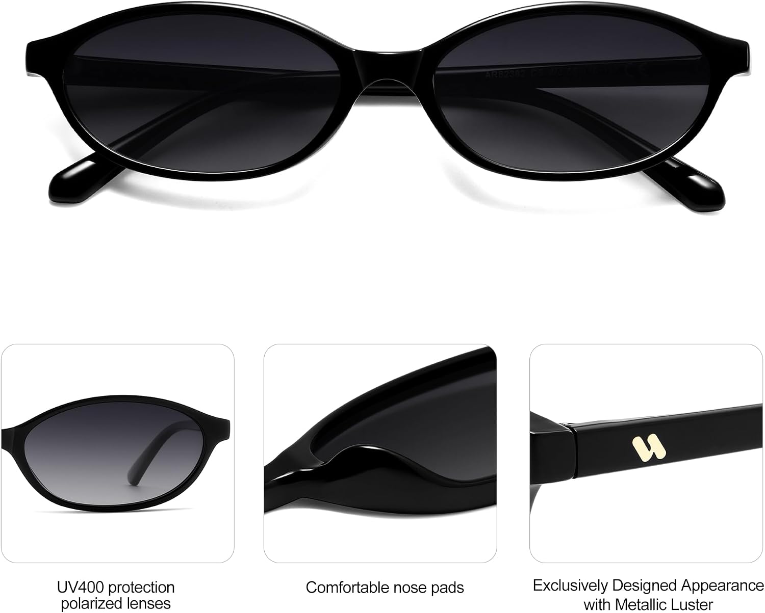 Polarized Retro Oval Sunglasses for Women Y2k 2000s Cateye AR82382 image 4