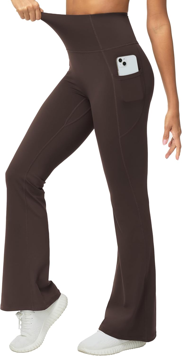 THE GYM PEOPLE Women's Scrunch Butt Lifting Flare Yoga Pants High Waist Bell Bottom Workout Leggings with Pockets - Image 3