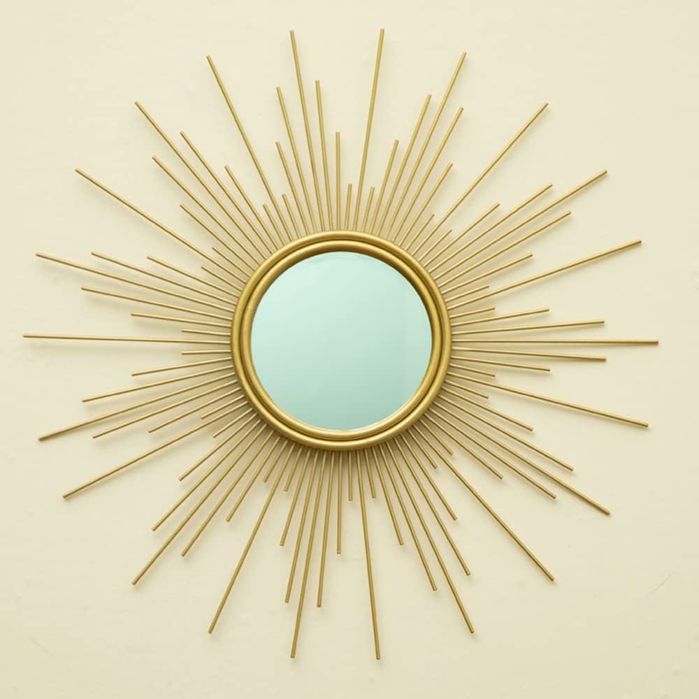 Sunburst Mirror, 24" Boho Mirror, Gold Sun Decorative Mirrors for Wall Decor, Small Mid Century Modern Small Living Room
