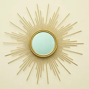 Sunburst Mirror, 24-inch Gold Sun Decorative Wall Mirror