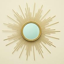 Sunburst Mirror 24 Inch Boho Mirror Golden Sun Decorative Mirrors for Wall Decor Small Medium Modern Small Living Room