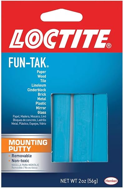 A close-up view of Loctite Fun-Tak mounting putty, showcasing its pliable texture ready for use.