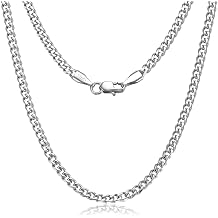 Qlaway Sterling Silver Cuban Link Chain Necklace for Men and Women, Miami Chain Necklaces for Women, Gift for Her - Hip Hop Necklace Chains, 0.3cm Wide, 18 in