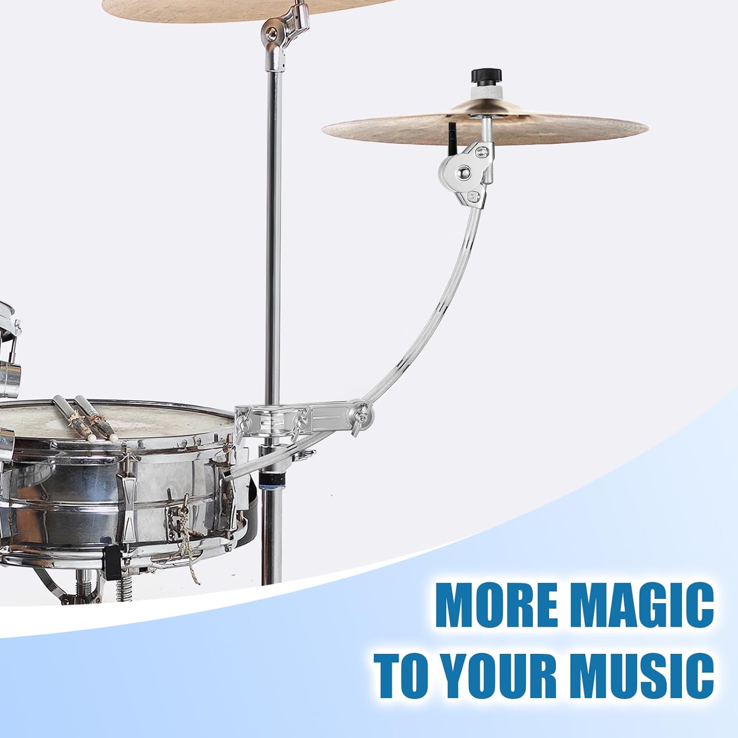TENTOTEN TENTOTEN Cymbal Arm Cymbal Boom Holder with Clamp, Curved Cymbal Boom Arm with Ratchet Handle & Movable Top, 360°Cymbal Extension Mount Clamp for Splash, Crash and Effects Cymbals
