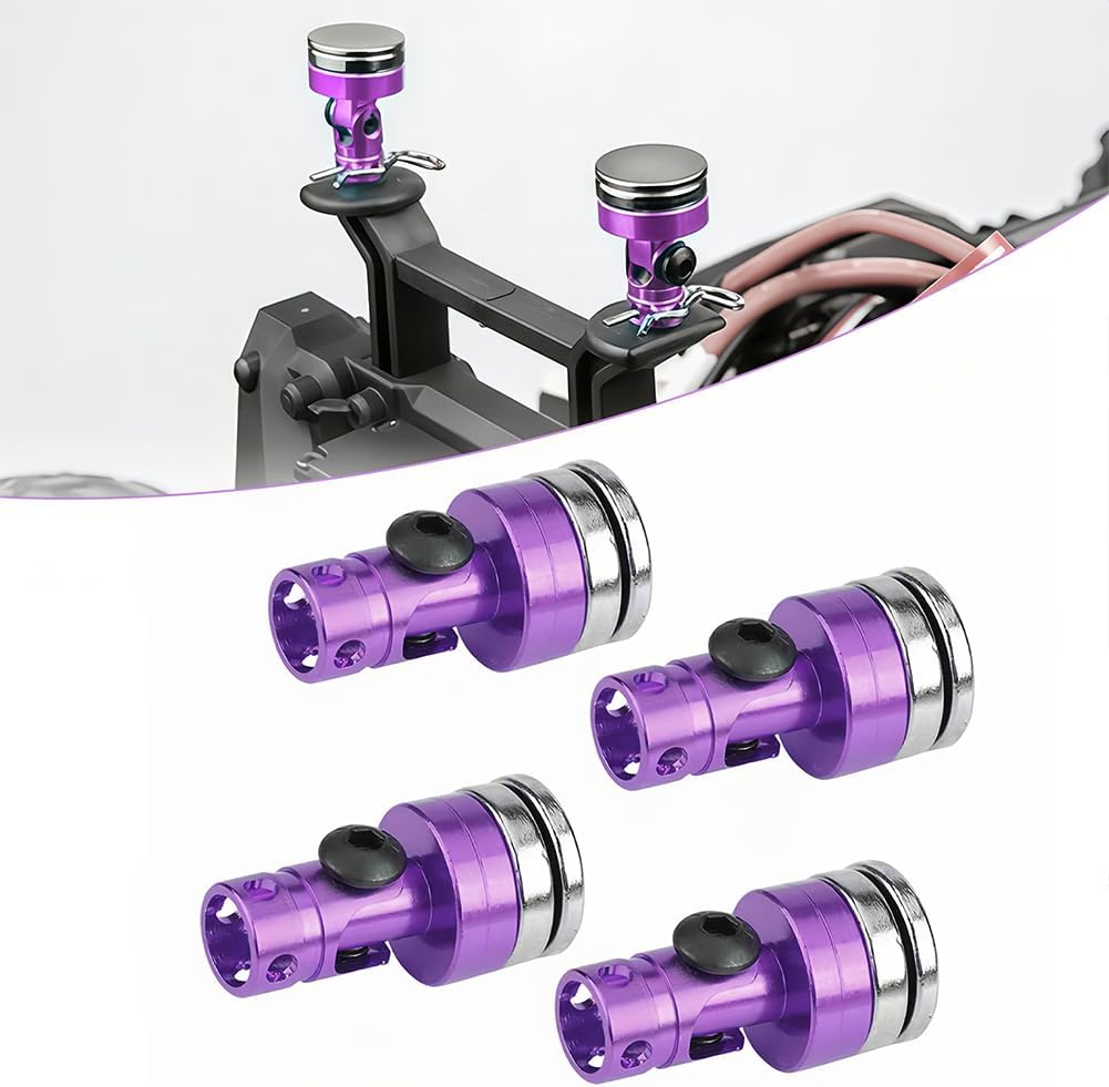 Joyzan RC Magnetic Body Post, Alloy Stealth Invisible Body Shell Mount Column Strong Clips Magnet Aluminum Accessories Parts SCX10 4WD 1:10 Scale Touring Car Drift Model Hobby Vehicle 4 Pack Purple