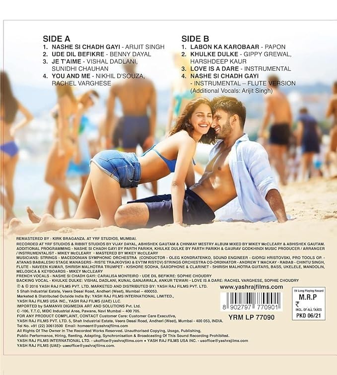 Befikre Yrm Lp 77090 Orange Coloured New Release Hindi Lp