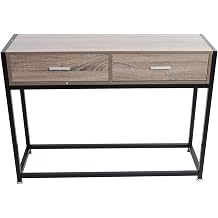 Console Table with Drawers Vanity Corner Desk 2022 New Make Up Entryway Table Narrow Sofa Table Wooden Metal Retro Industrial Brushed Nickel Handle 47 for Living Room Bedroom Bathroom Lavatory 100lbs
