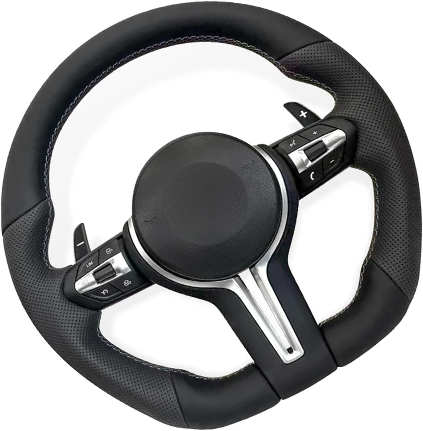 Leather Steering Wheel Compatible With BMW F30 F32 F10 F20 F07 F01 F80 E46 E60 E90 M3 M4 M5 M6 Car Accessories(Style 02-M3)