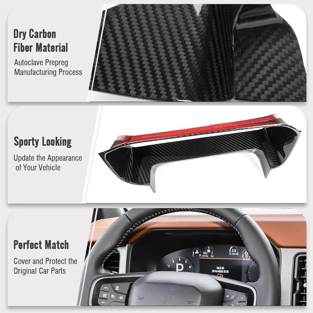 Carbon Fiber Instrument Speedometer Frame for Bronco Raptor R Off-Road Outer Banks Pickup Truck 2021 2022 2023 2024,for Bronco Navigation Display Cover (Glossy Carbon Fiber)