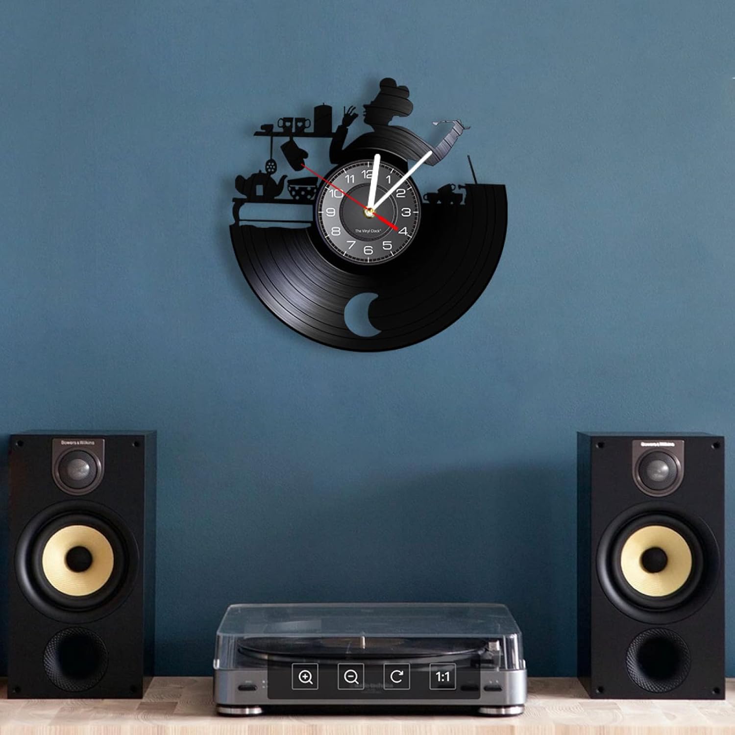 Wall Clock - 12 Inch Kitchen Chef Wall Clock Cook Vinyl Record LP Clock Kitchen Vintage Watch Wall Decor Housewarming Gift for Gastronome