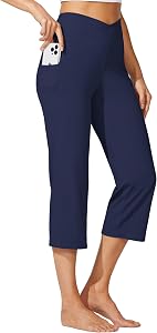 Willit Women's Yoga Capris Pants High Waist Leggings Crossover Straight Leg Athletic Exercise Workout Crop Capris 21"