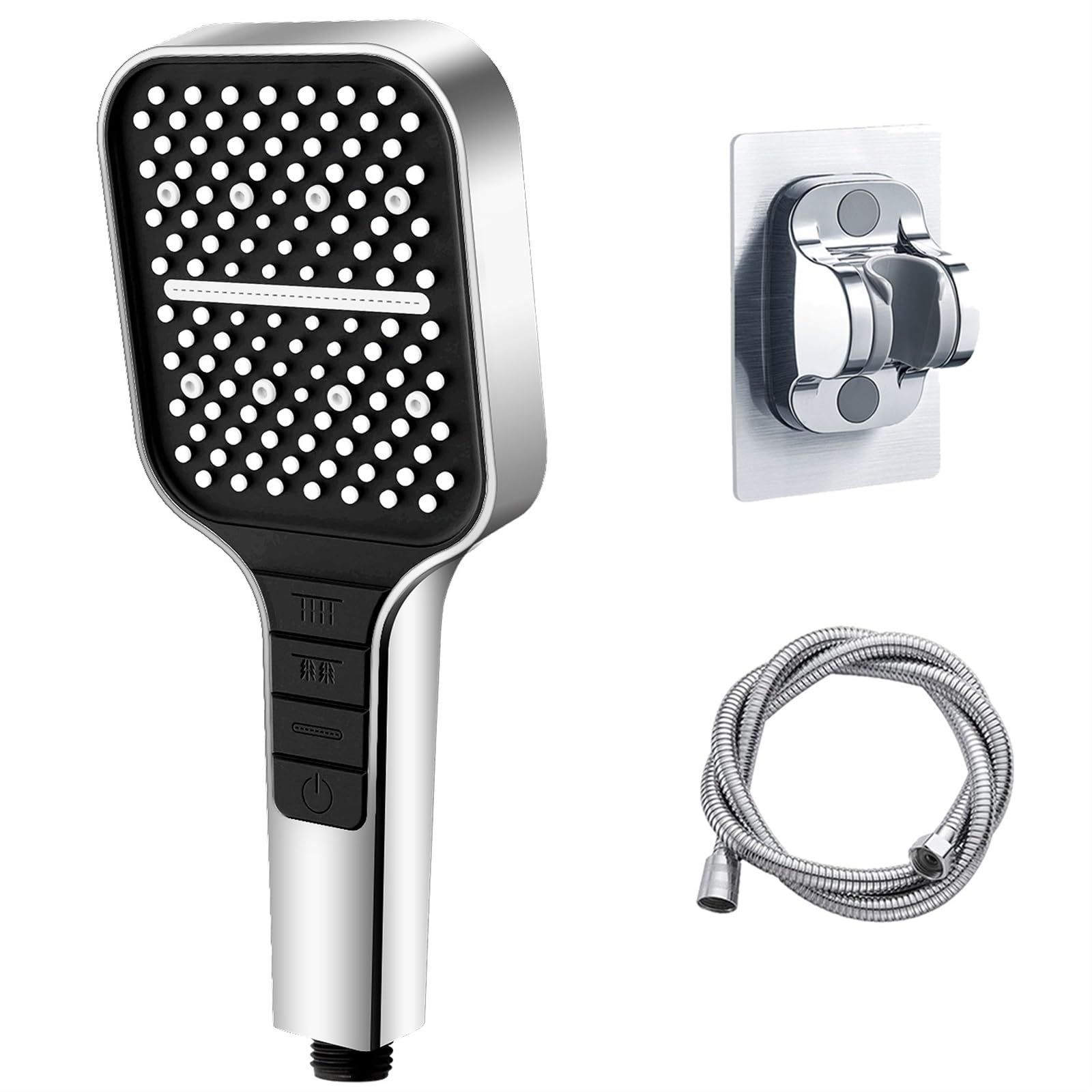 Shower Head 7 Modes Large Adjustable Water-Saving Shower Head for Home and Gym(Silver Shower Set)