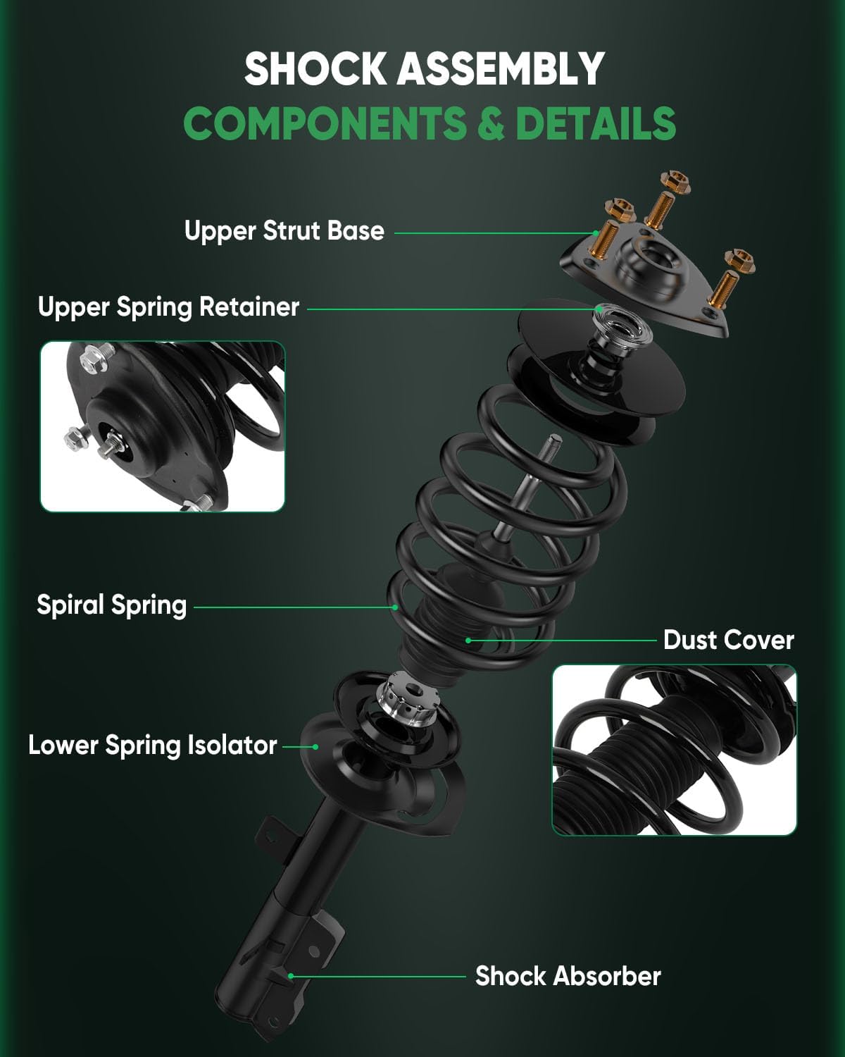 Front Complete Shock Absorber Strut and Coil Spring Assembly for Hyundai for Santa Fe 2010-2012, Replace# 373044