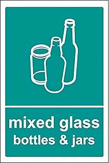 Metal Great Aluminum Tin Signs Mixed Glass Recycling Sign - 8"x12" Sticker Sign, Environmental Decor for Home Farm Bar Coffee Shop Club Indoor Outdoor