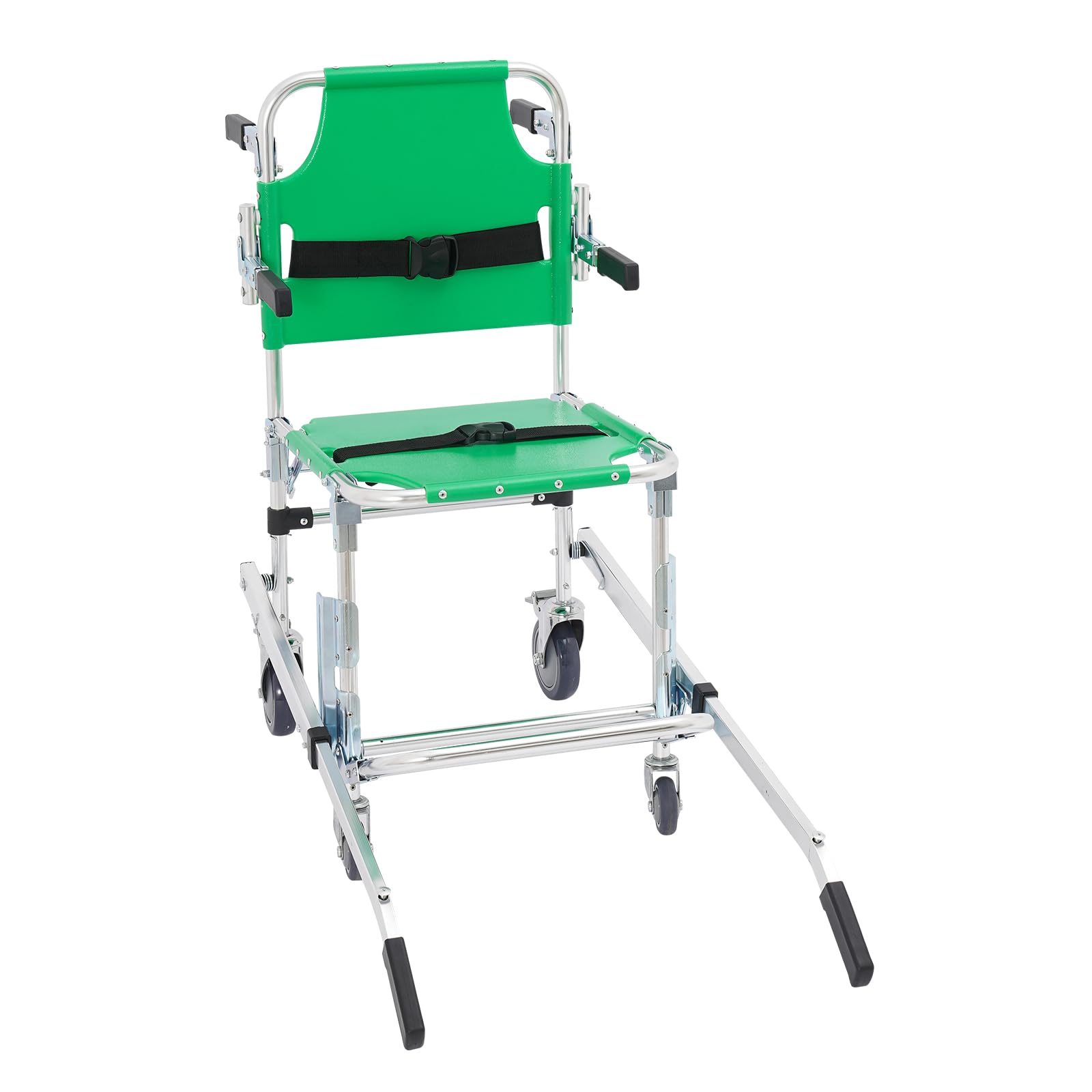 Sedia pieghevole per scale con cinture di sicurezza, sedia a rotelle portatile, con 4 ruote universali, portata massima 159 kg