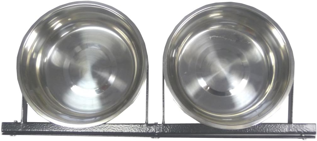 Lucky Dog™ Stainless Steel Double - Fixed Position Food & Water Pet Bowls (21in. x 8in. X 5in.)