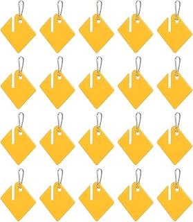PATIKIL Key Tags Plastic Slotted Tags, 20 Pcs Hanging Tags with Metal Snap Hooks Identify Tags Bulk Key Tags for Key Gym Cabinet Bag, Yellow