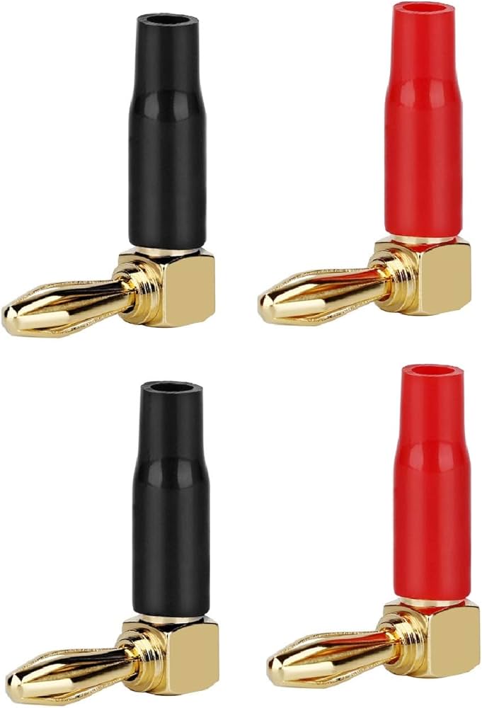 Amazon | WYVERN AUDIO【バナナでL 90度 直角 4本1組 】2箇所ネジ留め