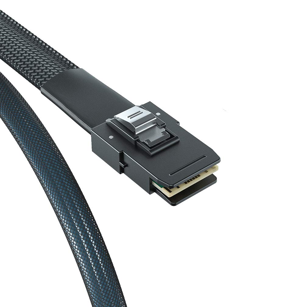 H!Fiber.com 2 Pack 12G Internal Mini SAS HD SFF-8643 to SFF-8087 Cable, 1m, 36 Pin, 100-Ohm, with Sideband, Flexible, Support RAID, PCIE Controller, 1-Meter(3.3ft)