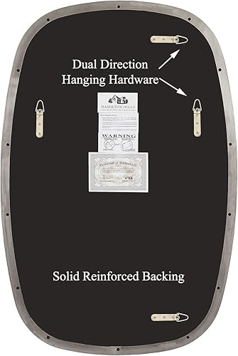 Miniatura 4 de Hamilton Hills Espejo redondo negro grande de 18 pulgadas con marco de metal cepillado  Diseño clásico contemporáneo de juego profundo  Espejo