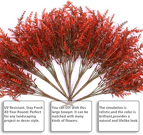 Leixi 8 Bundles Artificial Fall Flowers No Fade Faux Autumn Plants, Fake Indoor Outdoor Greenery for Thanksgiving Christmas Wedding Party Home Garden Décor (Orange)