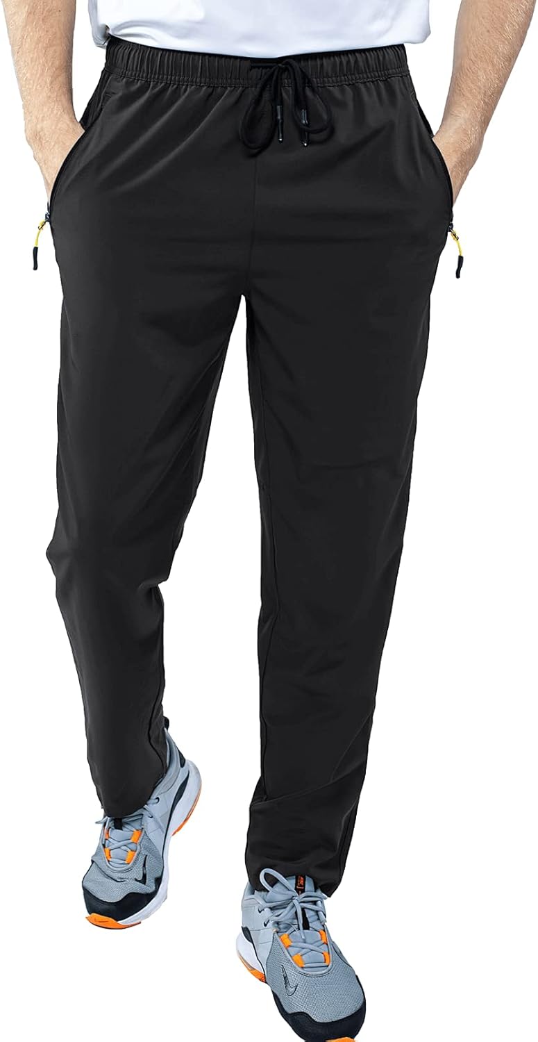 PRIESSEI Men's Quick Dry Hiking Pants Breathable Workout Pants Lightweight Running Jogger Sweatpants with Zipper Pockets : Sports & Outdoors