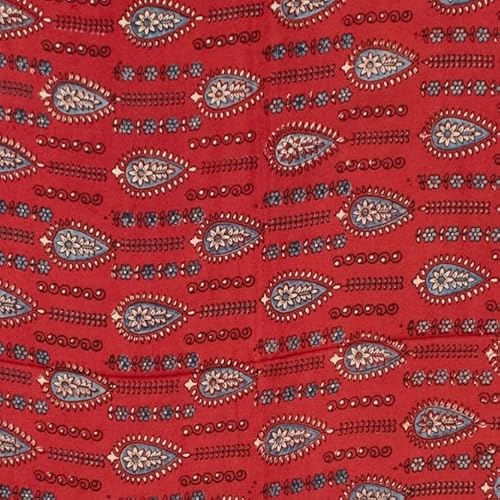 Ethnics of Kutch red ajrakh print silk saree – image 6