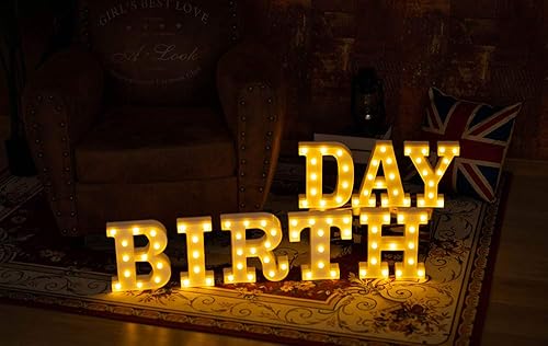 Miniatura 5 de Señal de luces LED con letras del alfabeto, 26 letras A - Z para luz nocturna, boda, fiesta de cumpleaños, funciona con pilas, lámpara de Navidad,