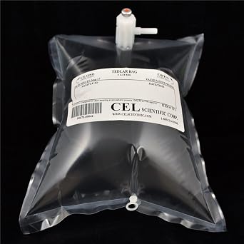 Tedlar Bag 1L - Air Sampling - Gas Sampling - PVF Film - Polypropylene Fitting Valve Pack of 10