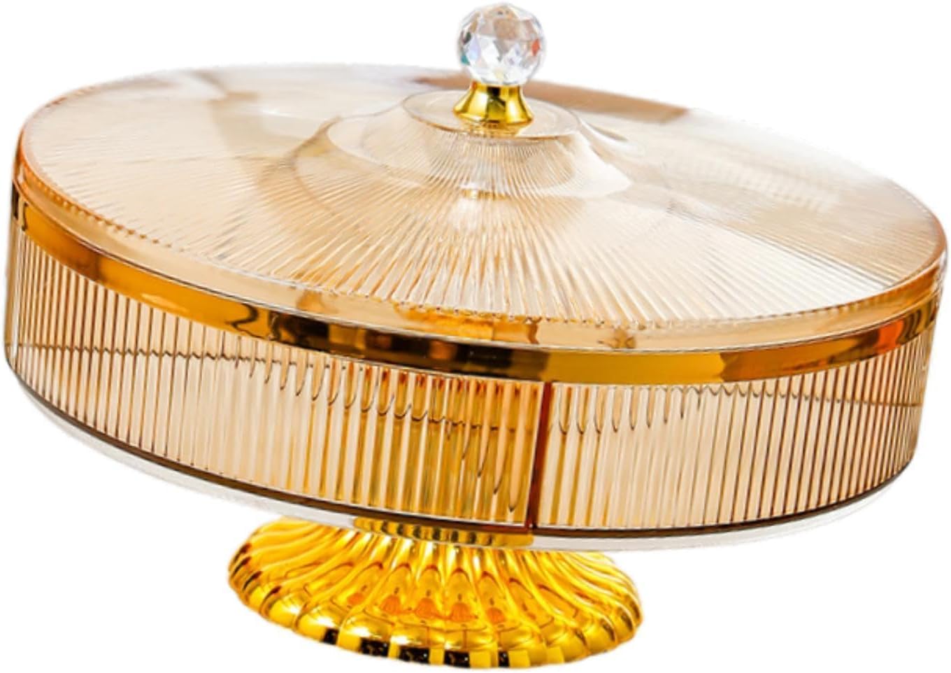 Dessert Plate with Foot, Pastry Display for Fruit, Multipurpose Storage Box for Nuts and Snacks, Cake Tray, Cocktails, Cupcakes, Candy, Amber