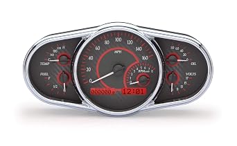 Dakota Digital Universal Elliptical Analog Dash Gauge Carbon Fiber Red VHX-1016-C-R