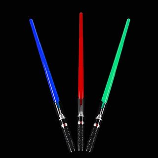 MewduMewdu Light up Saber Toy (3 Pack) with Electronic Lights and Sound Effect for Kids and Adults, Red Blue Green LED Retractable Force FX Saber Toy as Halloween, Party, Holiday Accessory and Gift