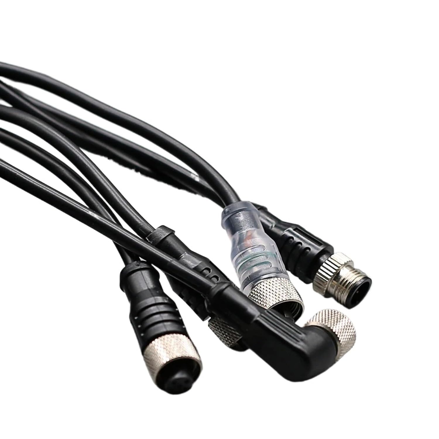 2m Line M12 4 5 Pins PVC LED IP67 Sensor Cable Connector Type A Socket Waterproof Male&Female Straight Angle Flange(M12 L PVC Female,2M_5 P)