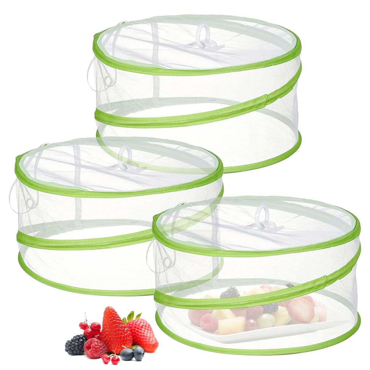 3 Pack Pop Up Food Net Covers, 30 x 15cm Mesh Fly Dome