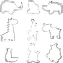 9pcs Stainless Steel Animal Cookie Cutters Pollution-resistant Biscuit Molds for Baking Unique Big Cat Reptile Rhino Zebra Giraffe Elephant Shapes Use DIY Cake Decorating Tools